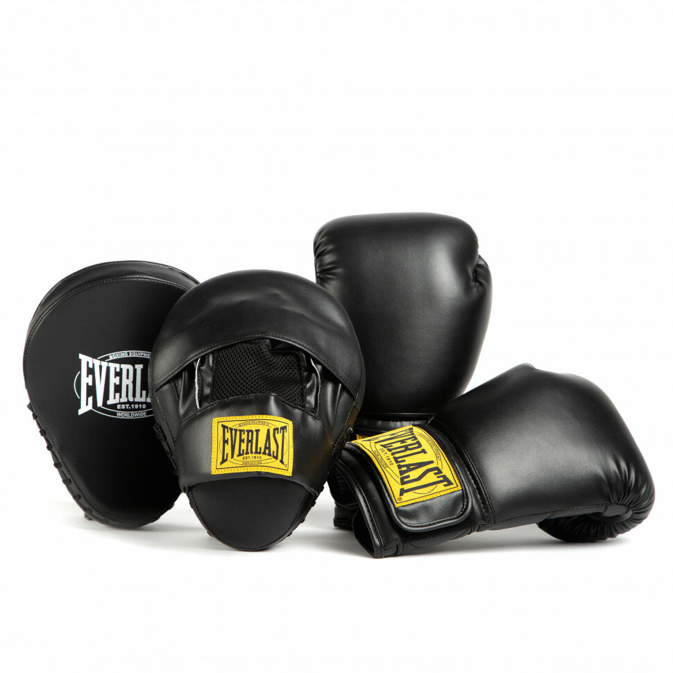 Набор для бокса Everlast 1910 PU (перчатки+лапы) черный