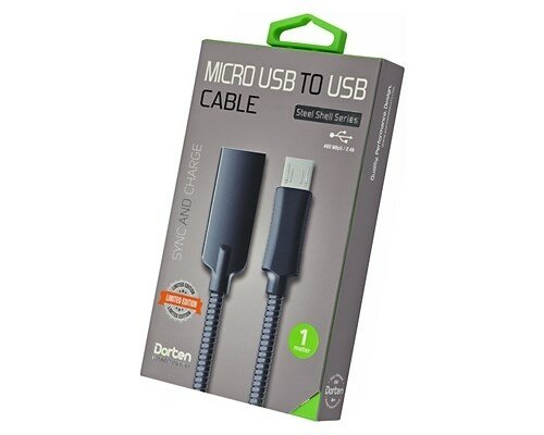 Кабель USB Dorten Micro USB to USB Cable Steel Shell Series 1 м Black