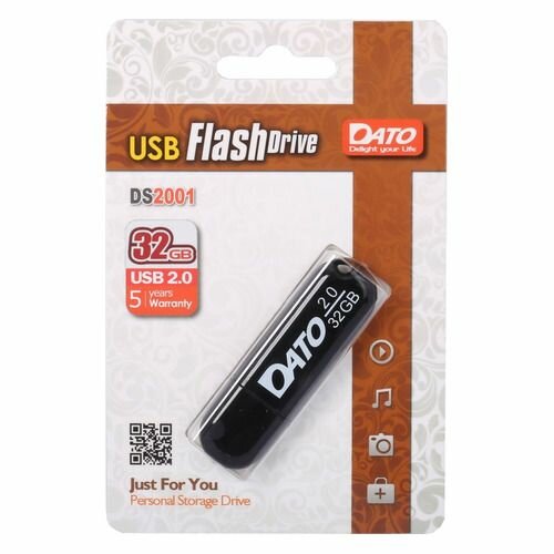 Флешка USB DATO DS2001 32ГБ, USB2.0, черный [ds2001-32g]