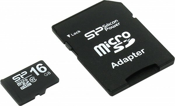 Карта памяти microSD 16GB Silicon Power microSDHC Class 10 SP016GBSTH010V10
