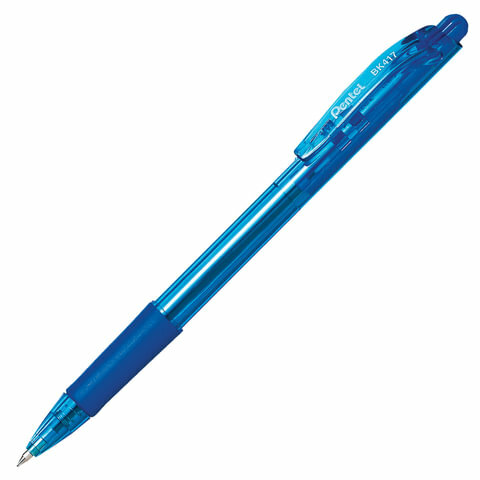 Ручка шариковая масляная автоматическая с грипом PENTEL"Fine Line", синяя, линия письма 0.27 мм, BK417-CN