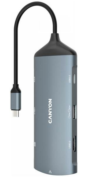 Концентратор USB Type-C Canyon CNS-TDS15 RJ-45 HDMI USB 2.0 USB 3.0 USB Type-C SD/SDHC SDXC серый