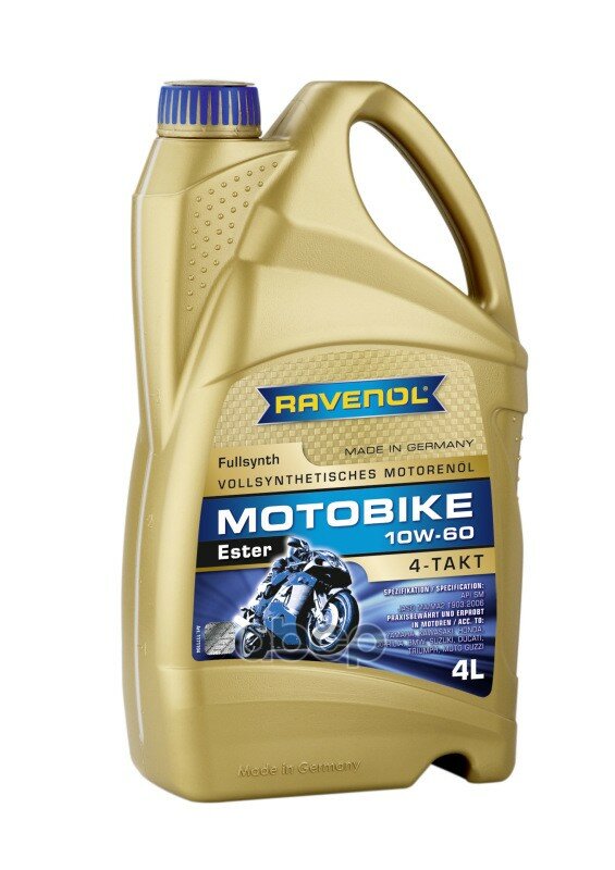 Ravenol^4014835730991 Моторное Масло Ravenol Motobike 4-T Ester 10w-60 (4л) New Ravenol арт. 4014835730991