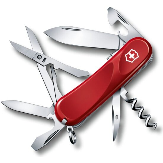 Нож VICTORINOX Evolution S14, 85 мм, 14 функций, с фиксатором лезвия, красный (2.3903.SE)