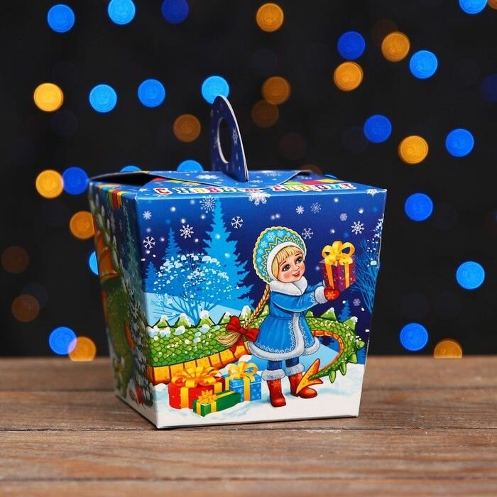 Подарочная коробка "Подарок для дракона" синяя 10 х 9,2 х 9,2 см - фотография № 4
