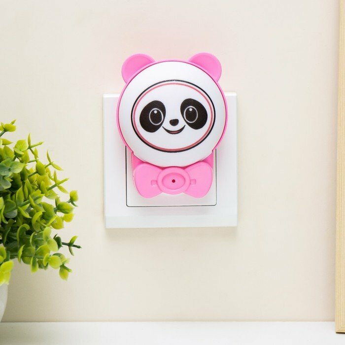 Ночник "Панда" LED бело-розовый 3,5х8х9,5 см (комплект из 7 шт) - фотография № 2