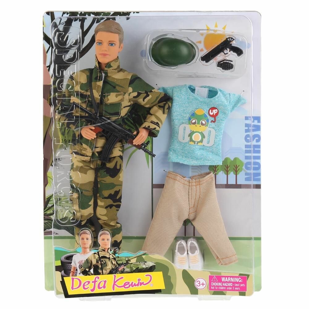 268774 Кукла мальчик-военный, гнущийся, с аксесс, со сменной одеждой на блистере в кор.24шт