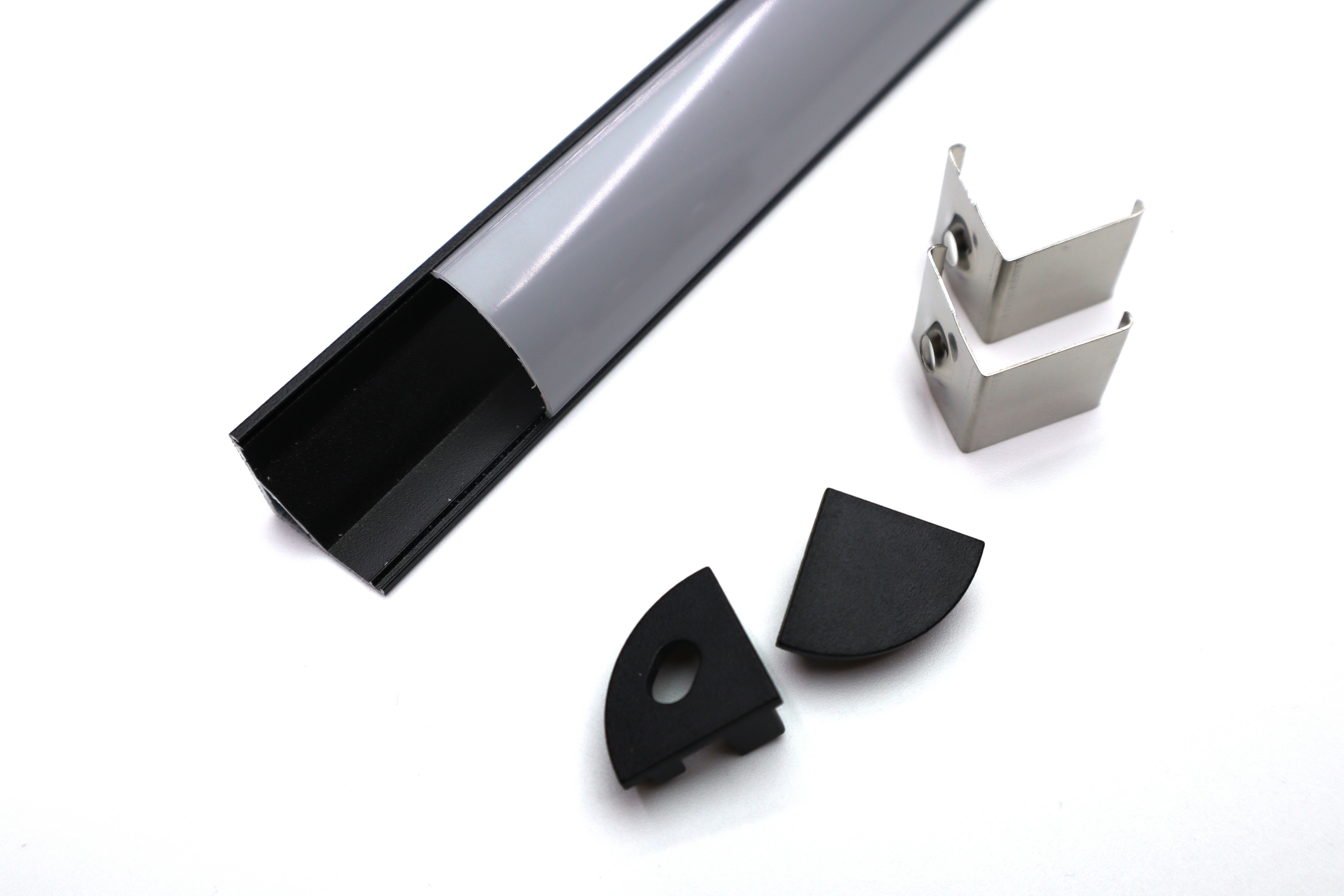 Угловой алюминиевый профиль для светодиодной ленты 16х16 черный (1000х16х16 мм) с рассеивателем, 2 заглушки и 2 крепежа - фотография № 5
