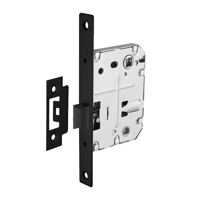 фото Защелка дверная корпус `SANBERG` 7250P-BL (черный) пласт.яз., центр риг,под фикс под руч,м/о 72мм