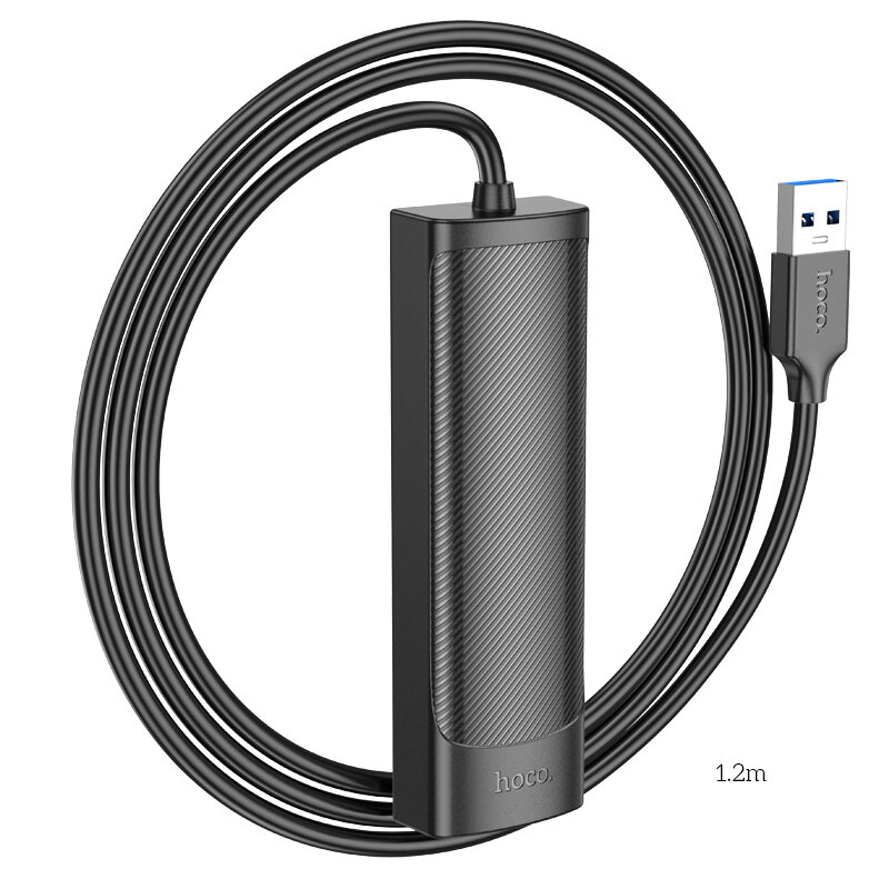 USB Хаб (HB41) с 1 USB на 4 USB 3.0, HOCO, L=1.2M, черный