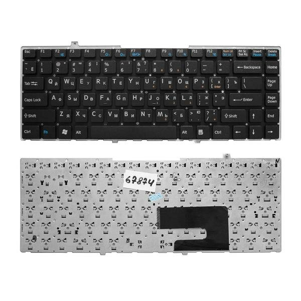 Клавиатура для ноутбука Sony Vaio VGN-FW VGNFW Series. Плоский Enter. Черная без рамки.