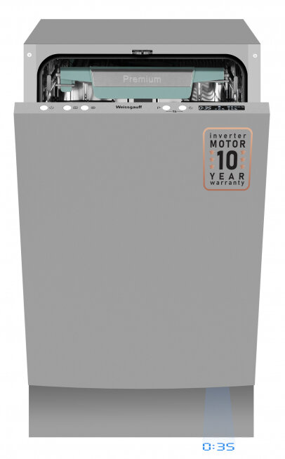 Встраиваемая посудомоечная машина с проекцией времени на полу авто-открыванием и инвертором Weissgauff BDW 4575 D Inverter AutoOpen Timer Floor