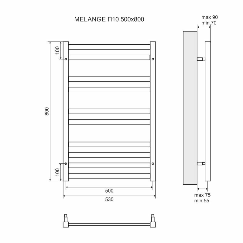 Полотенцесушитель водяной Lemark Melange LM49810 П10 500x800 хром - фотография № 5