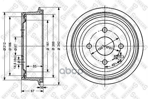 6025-9905-Sx_***Барабан Тормозной! Opel Astra 1.2-1.7D 91> Stellox арт. 60259905SX