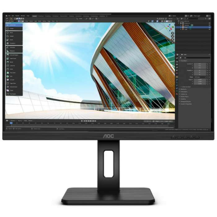 Монитор 23,8" AOC 24P2C 1920x1080 75Гц IPS LED 16:9 4ms HDMI DP USB-C 4*USB3.2 50M:1 1000:1 178/178 250cd HAS Pivot Tilt Swivel Speakers Black ( Дисплей ЖК, LCD, Full HD )