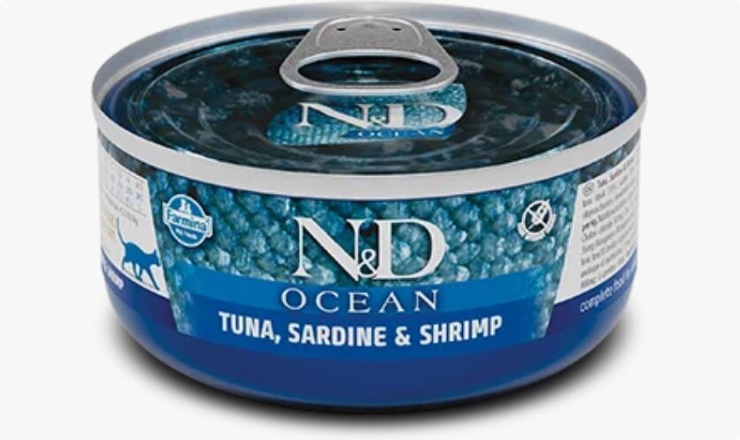 Farmina N&D Ocean влажный корм для кошек тунец сардины и креветки 70 гр