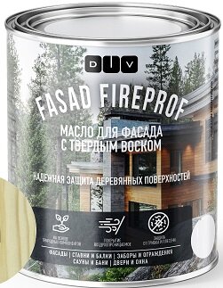 Масло с Твердым Воском для Фасадов DIV Fasad Fireprof 0.225л Мох BL-0036, Шелковисто-Матовое, для Всех Видов Древесины.