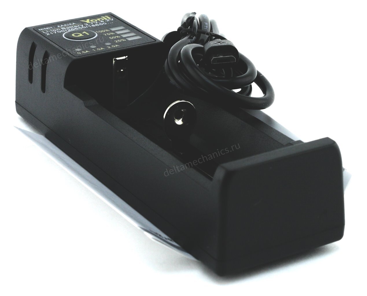 Зарядное устройство Yonii Q1 для 1 акк. Li-Ion/NiMh/NiCd (14500/16340/18650/21700/26650 и др./AA/AAA/C/SC) + кабель micro-USB