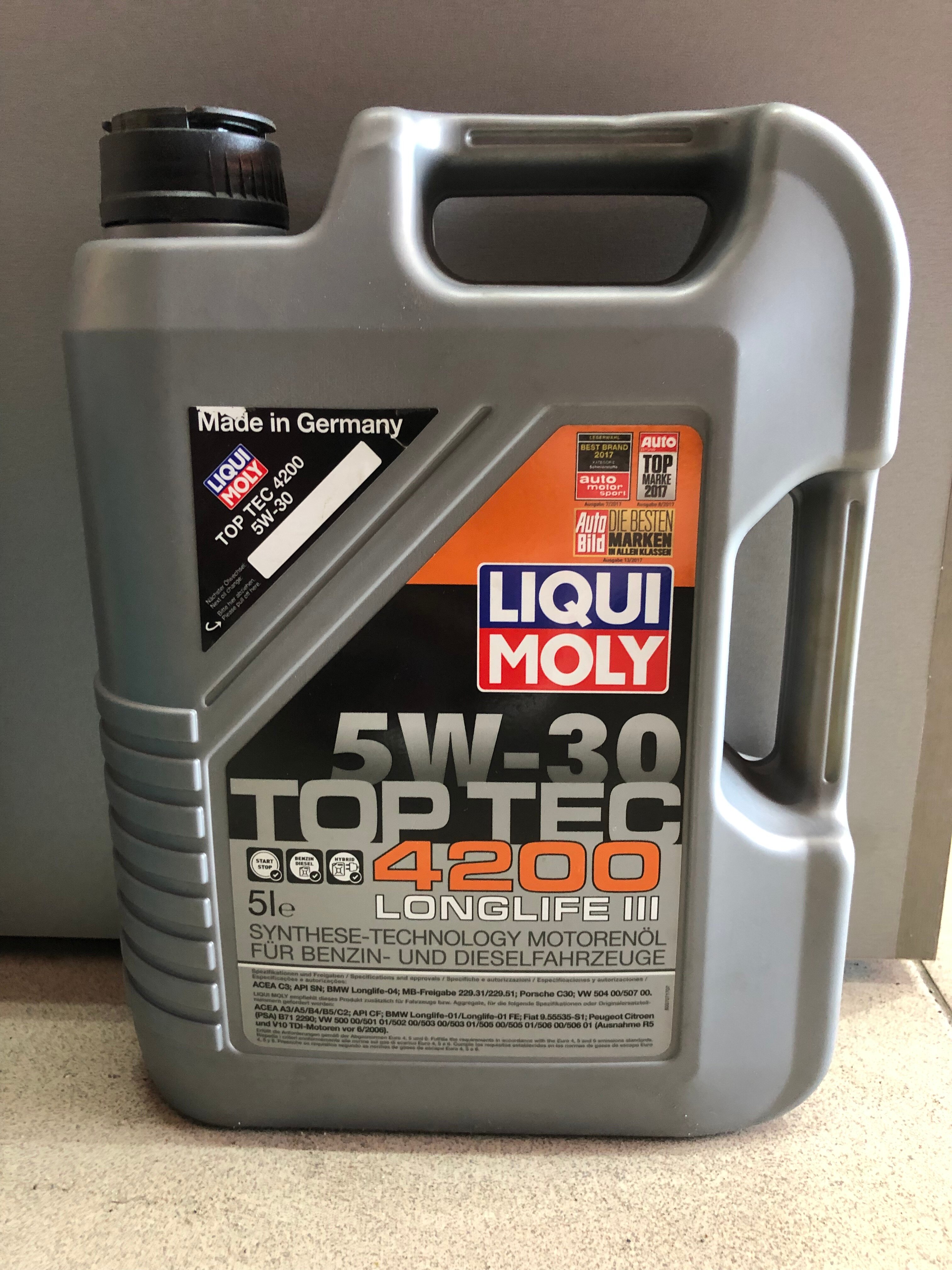 Масло моторное Liqui Moly Top Tec 4200 5W-30 5л синт. API SN