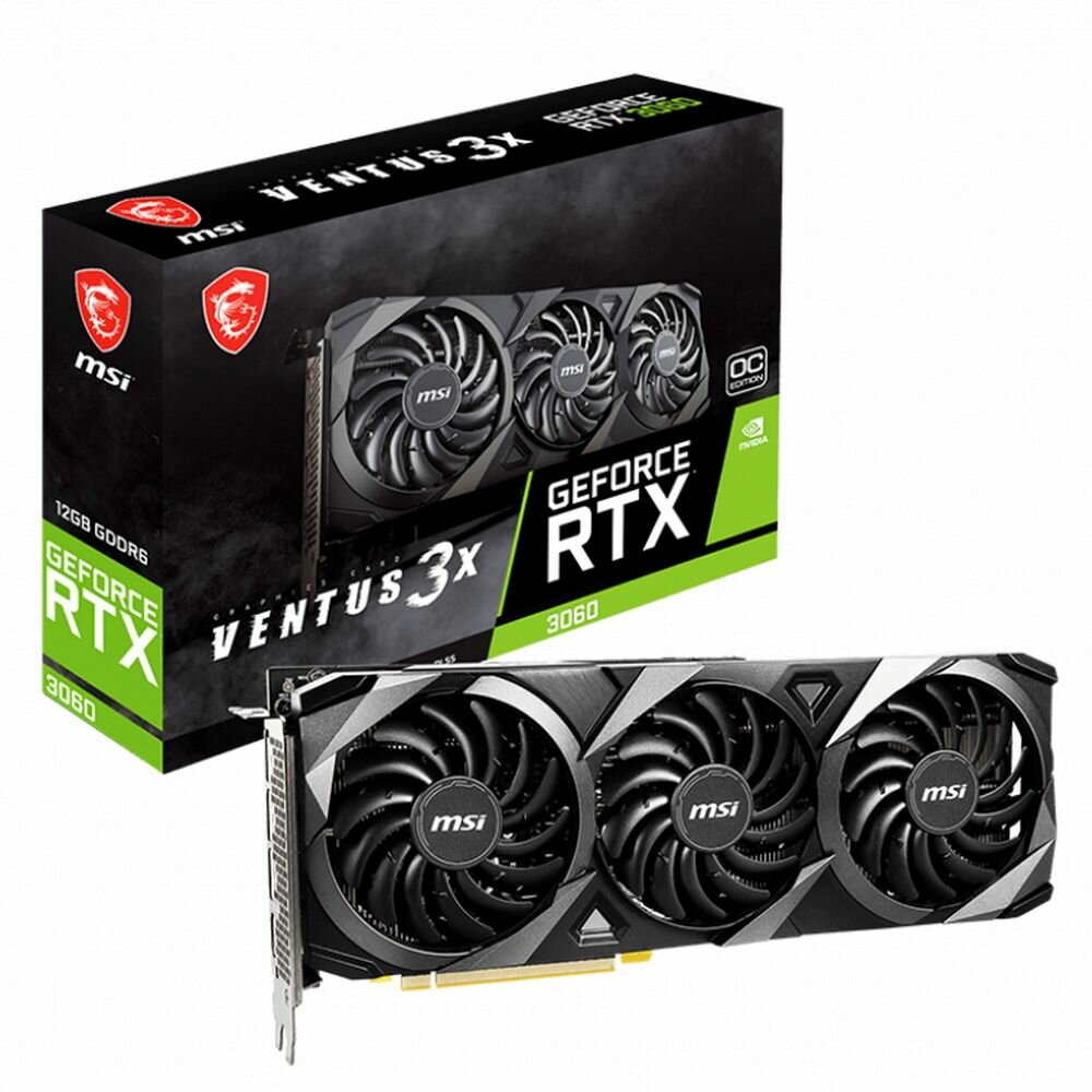 MSI Видеокарта MSI RTX3060 VENTUS 3X 12GB OC GDDR6 192bit HDMI 3xDP LHR RTL {10} (793821) GeForce RTX 3060