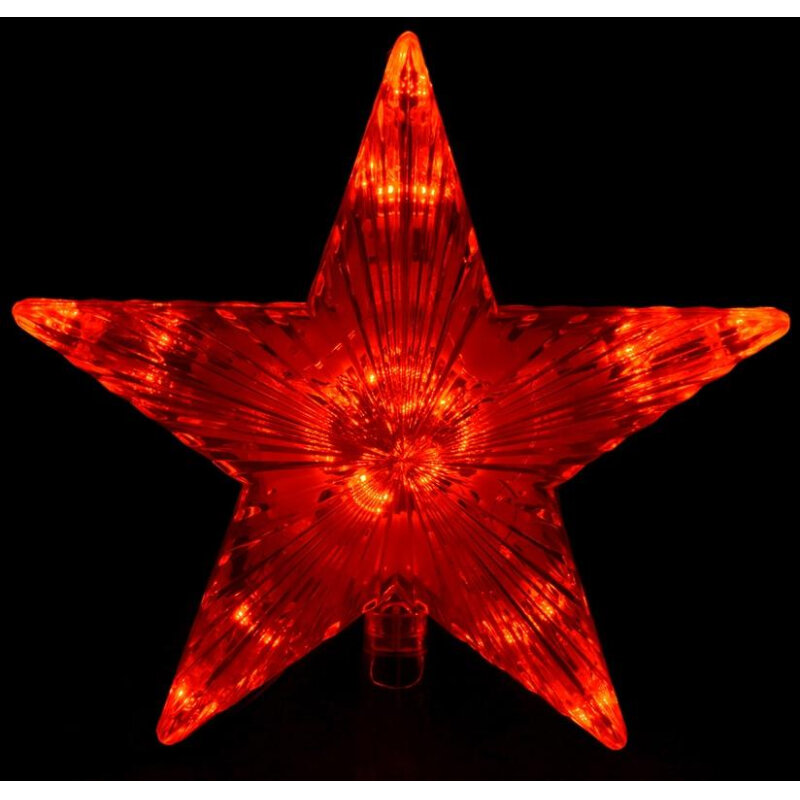 Верхушка на елку Звезда красная 10 красных led 15x15 см 220 v /20 55097