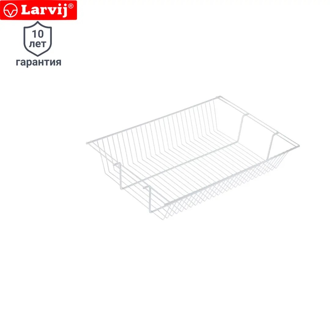 фото Полка-корзина Larvij 60.3x40.3x11.8 см сталь цвет белый
