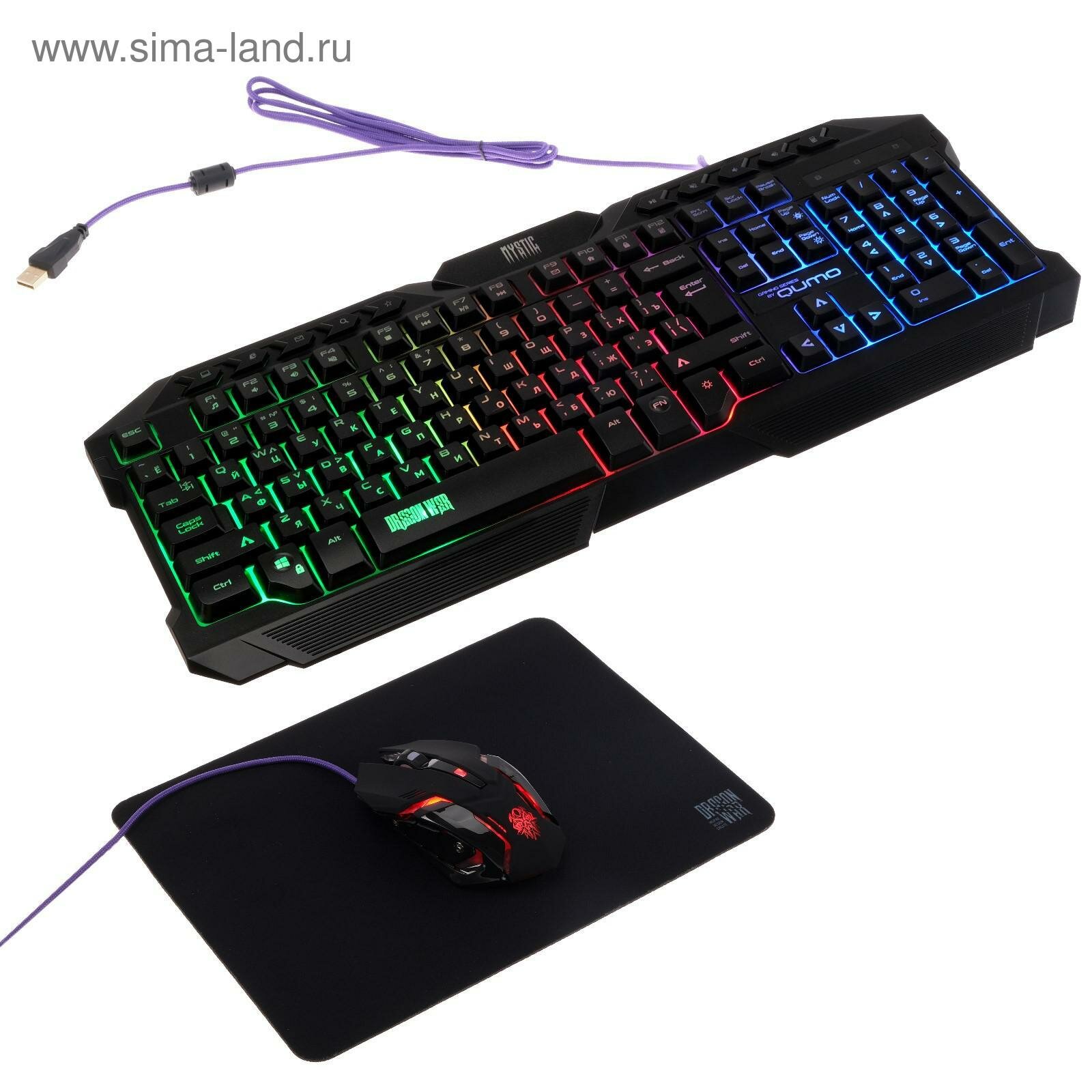 Комплект клавиатура+мышь+ковер Mystic K58/M76, проводная, мембран, 3200 dpi, USB,чёрный