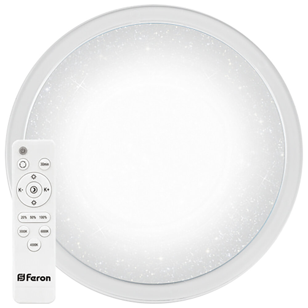 Светодиодный управляемый светильник накладной Feron AL5000 STARLIGHT тарелка 70W 3000К-6500K белый с кантом fr_41584