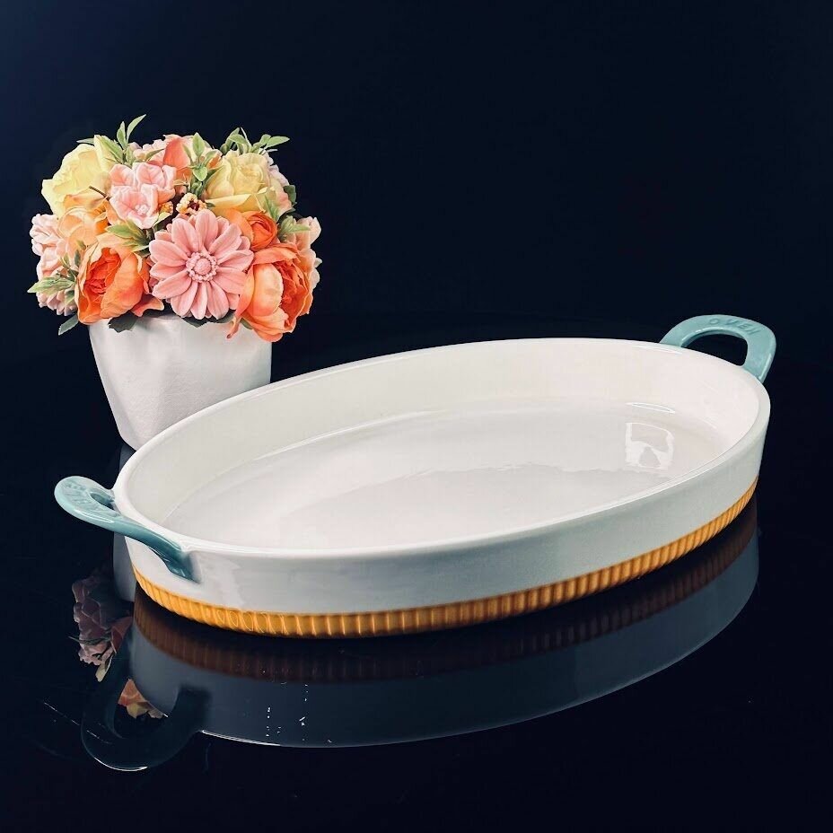 фото Овальное блюдо для запекания Ленарди 41см, с ручками, фарфор