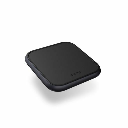 Беспроводное зарядное устройство ZENS Aluminium Single Fast Wireless Charger в комплекте с адаптером питания USB-C PD мощностью 18 Вт. Цвет черный.