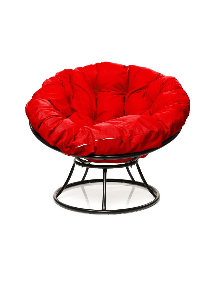 Кресло "Папасан" без ротанга чёрное / красная подушка M-Group - фотография № 1