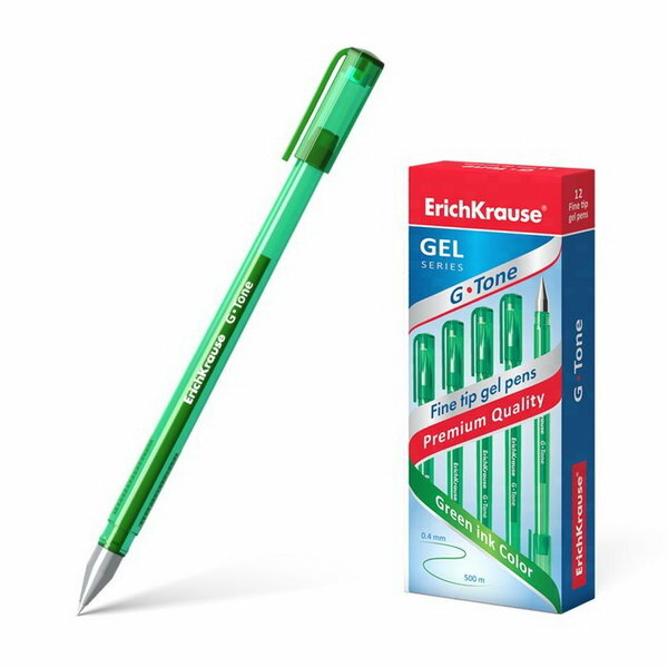 Ручка гелевая G-Tone, узел 0.5 мм, чернила зелёные, длина линии письма 500 метров, 12 шт.
