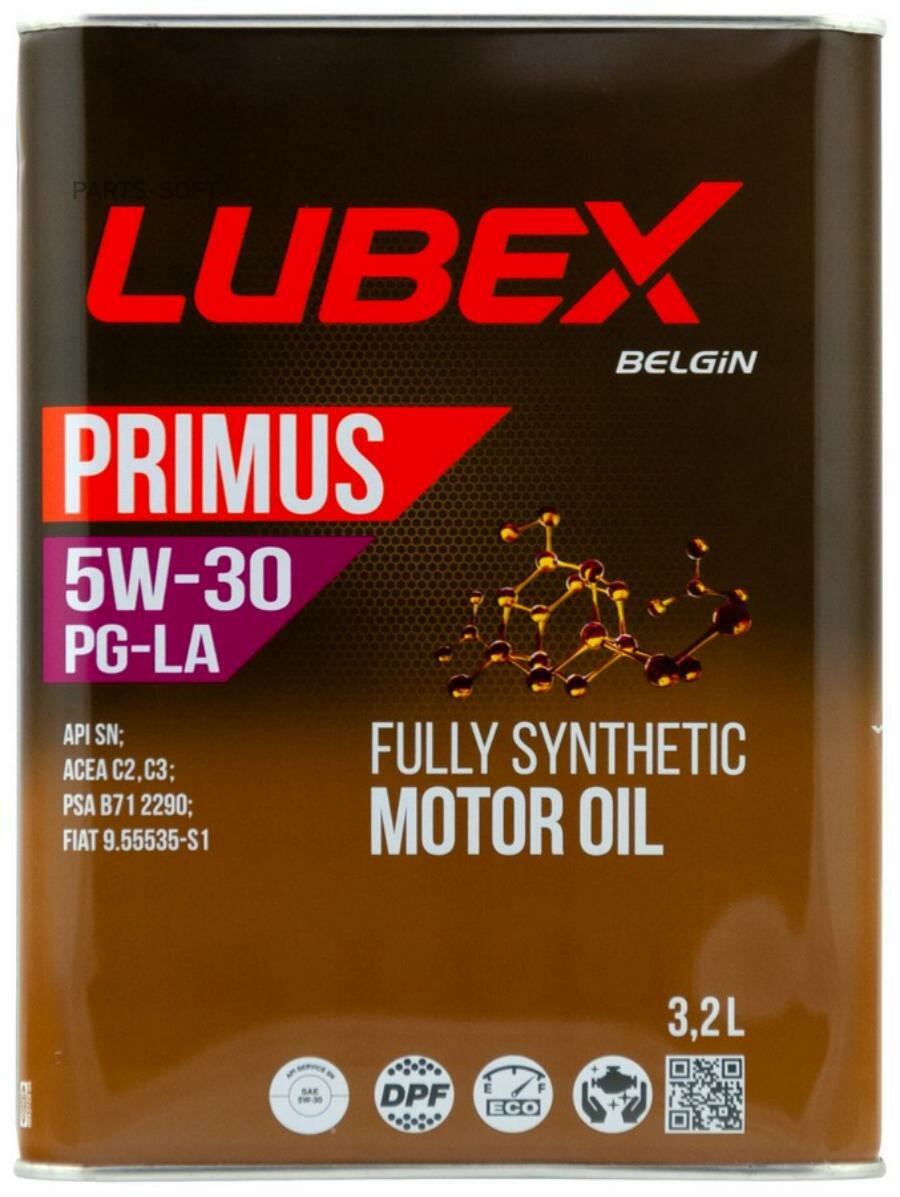 LUBEX L034-1327-0632 Синт. мот.масло PRIMUS PG-LA 5W-30 SN C2/C3 (3,2л)