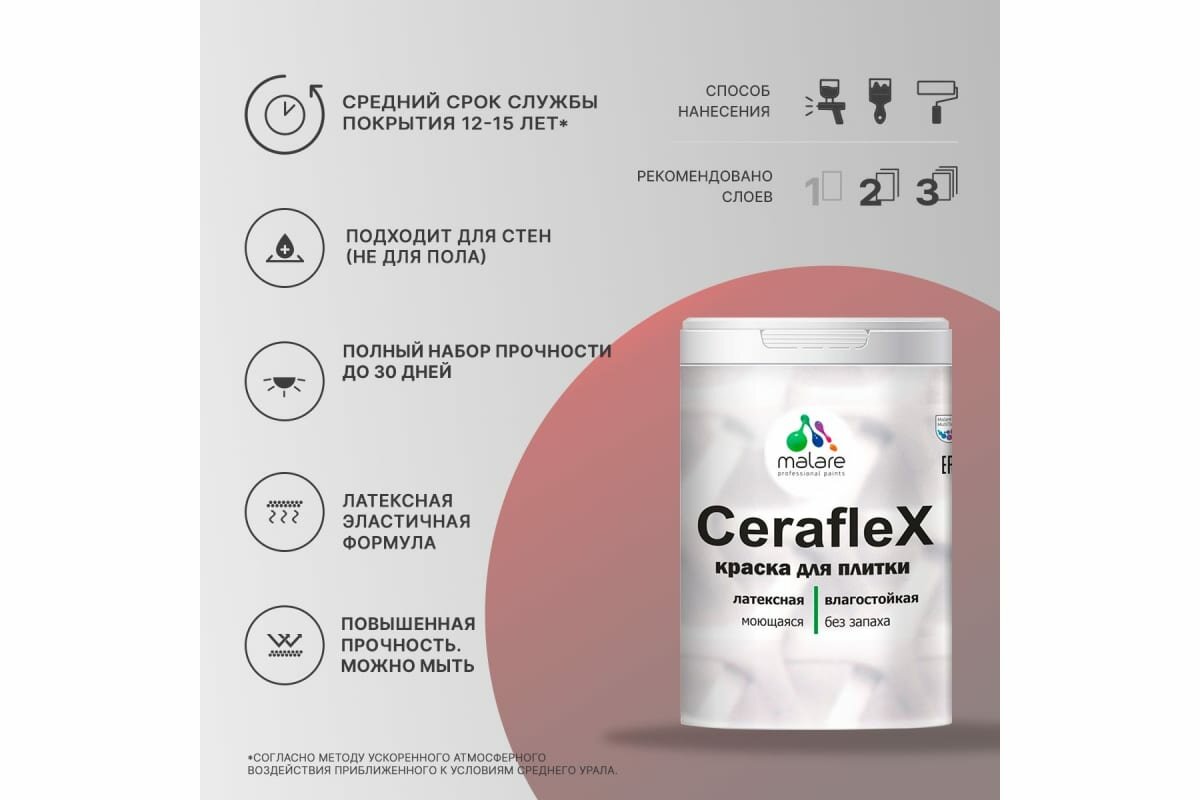 MALARE Краска резиновая Ceraflex для плитки, белый, 1 кг2005437219009 2005437219009