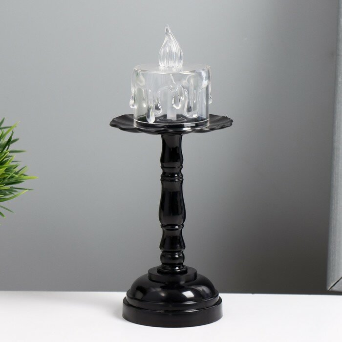 фото Ночник "Свеча на подставке" LED 0,5Вт от батареек 3хLR44 черный 6х6х14,5 см RISALUX