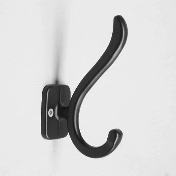 Крючок мебельный KMC004BL двухрожковый цвет черный