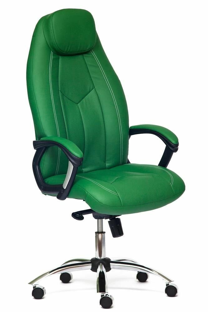 Кресло TetChair BOSS Lux хром кожзам, зеленый/зеленый перфорированный, 36-001/36-001/06