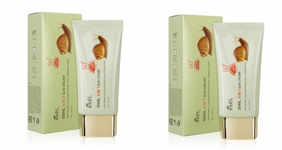 Ekel Крем солнцезащитный 4 в 1 с муцином улитки snail 4 - in - 1 sun cream, 70 мл, 2 шт