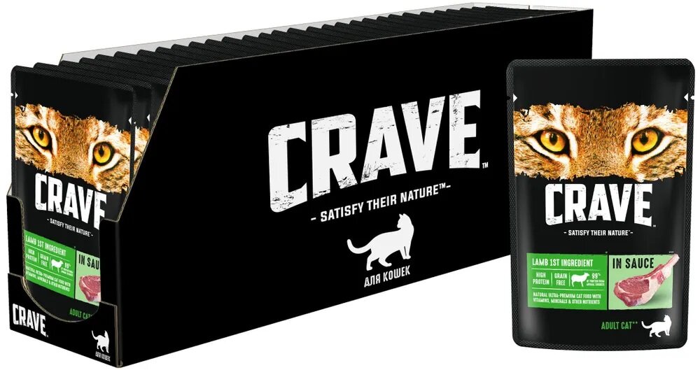 фото Влажный корм Crave для кошек Ягненок в соусе 12*70г