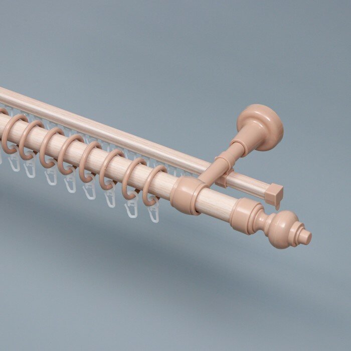 фото Карниз двухрядный, ширина 120 см, d=28 мм, пластиковые элементы, цвет дуб