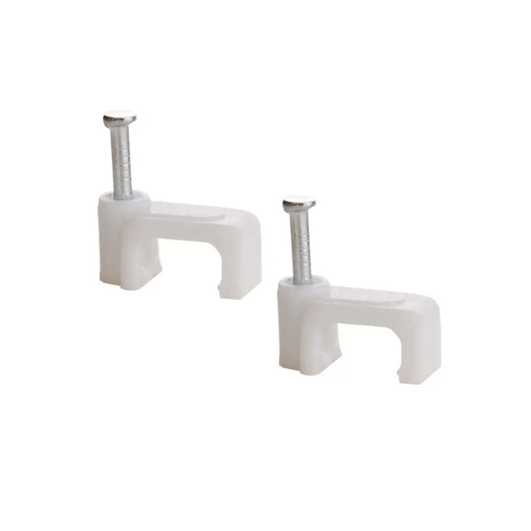 фото Скоба для кабеля Экопласт 12 мм плоская пластик цвет белый 50 шт.