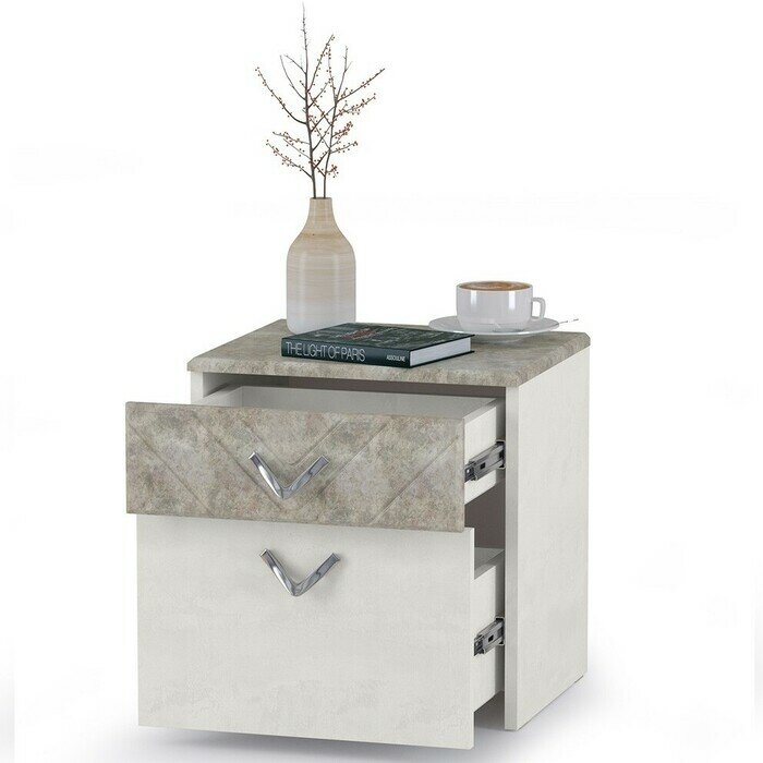 фото Тумба прикроватная Моби Амели 13.78 шелковый камень/бетон чикаго беж