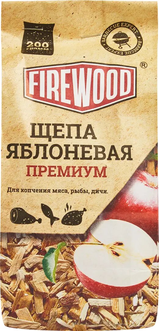 Щепа для копчения яблоня Firewood 0.2 кг