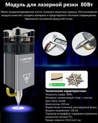 Модуль для лазерной резки / Лазерный модуль для станка LASER TREE 80 Вт 450 нм TTL (Д)