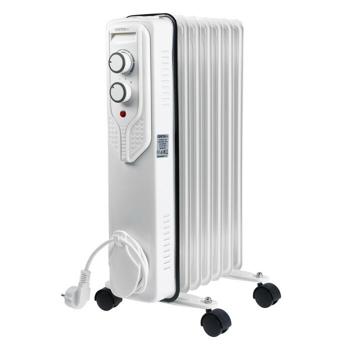 фото Обогреватель Centek CT-6205, масляный, напольный, 1500 Вт, 15 м², 7 секций, белый