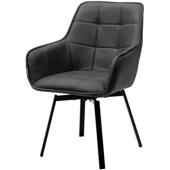 фото Стул обеденный M-city MAVERICK HK007-10 Темно-серый, PU / черный каркас, поворот.360 град.