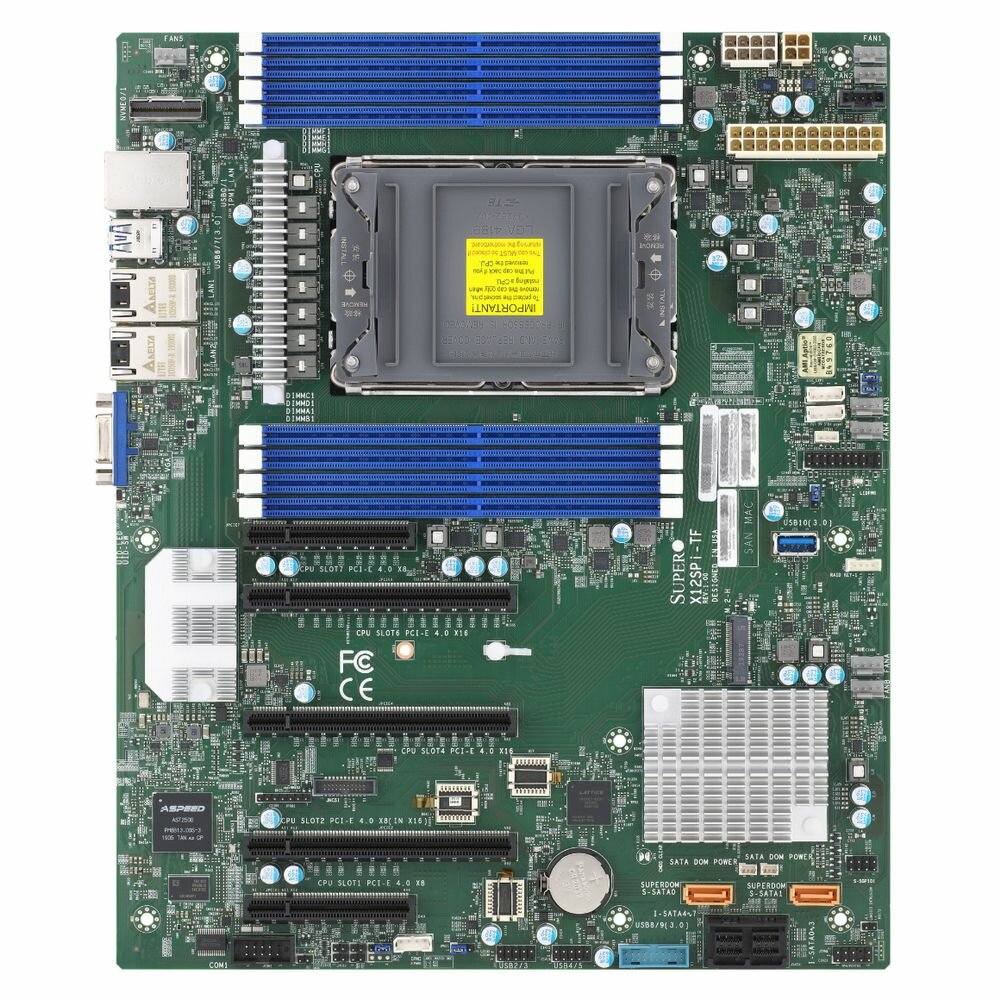 SuperMicro Материнская плата SuperMicro Материнская плата SuperMicro MBD-X12SPI-TF-B OEM (incl. 1x I/O Shield MCP-260-00042-1N, 2x CBL-0044L, 1x CPU carrier SKT-1205L-P4IC-FXC) MBD-X12SPI-TF-B