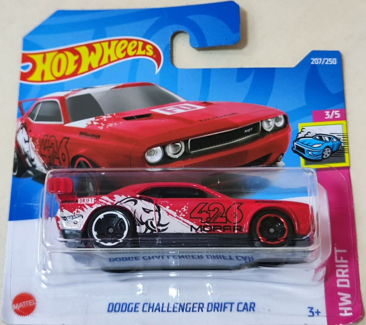 Hot Wheels Машинка базовой коллекции DODGE CHALLENGER DRIFT CAR красная 5785/HCX80