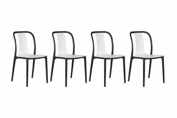 Комплект обеденных стульев "Adam" 4 шт - Черный/Белый