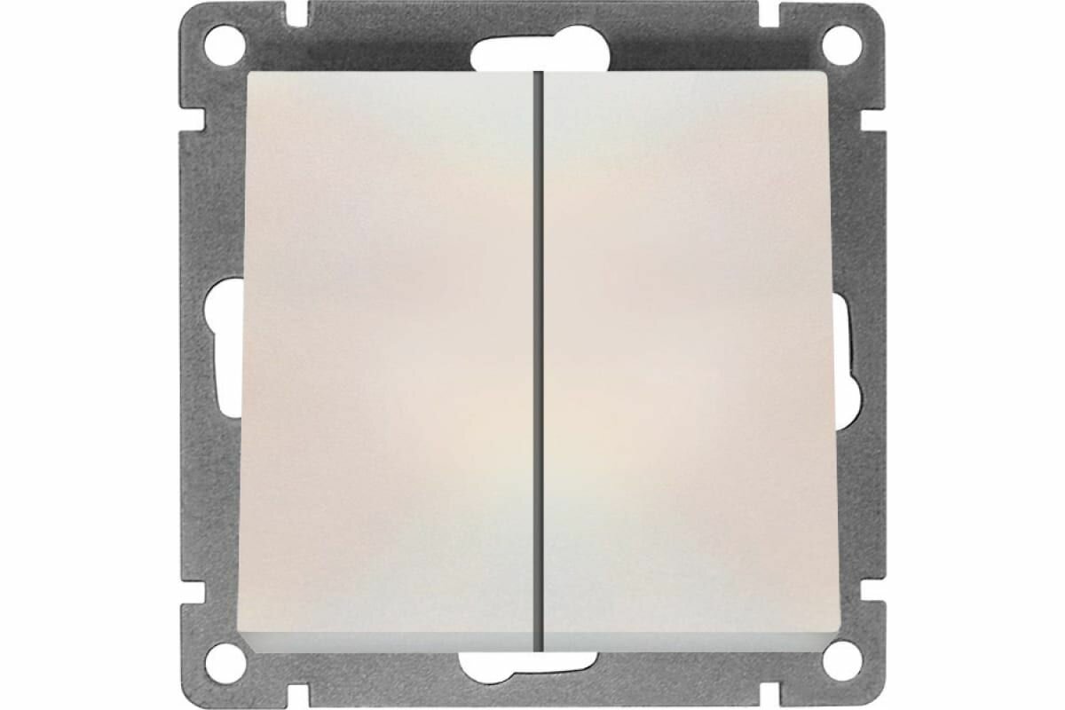 фото Выключатель двухклавишный "UNIVersal" серия "Афина ", с/у, 10А, 220В, жемчуг